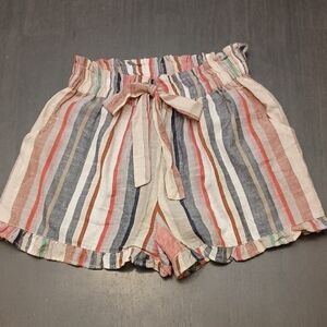 Angie 100% Cotton High Waist Striped Shorts